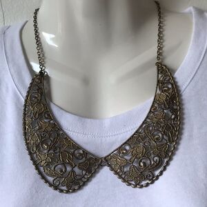 Antique bronze floral statement necklace